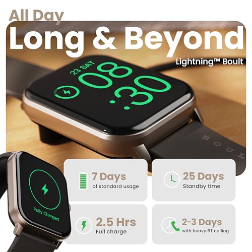 Boult Drift+ Smart Watch 1.85''HD Screen, Bluetooth Calling, IP68, 500 Nits Brightness,150+ Watchfaces, AI Voice Assistant, SpO2 Monitoring, 100+ Sports Mode Smartwatch (Black Coffee)