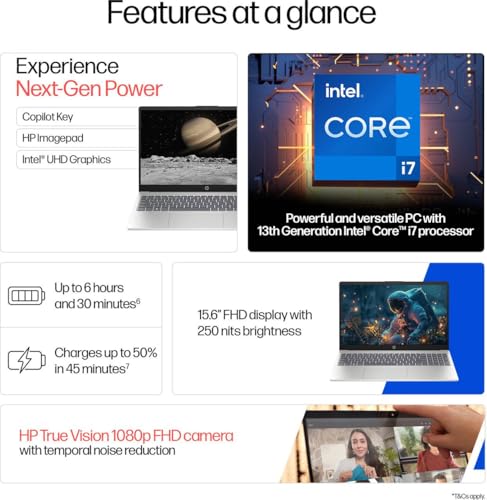 HP 15, Ci7-13620H 13th Gen Laptop (16GB DDR4, 512GB SSD) Anti-Glare, Micro-Edge, 15.6''/39.6cm, FHD, Win11, M365 Basic(1yr), Office Home24, Silver,1.65kg, FHD Camera W P. Shutter, Backlit,15-Fr0025TU