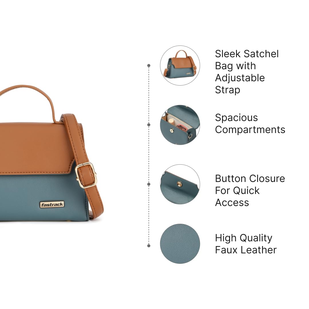 Fastrack Solid Satchel For Girls, Ladies And Women| Stylish And Trendy Satchel Bag For Girls, Ladies And Women | Made Up Of Premium Semi-Pu Leather Material, Multicolor