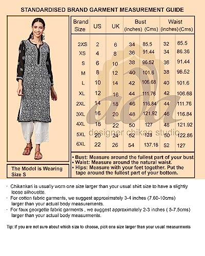 Ada Women Cotton Regular Fit Kurta Hand Embroidered Lucknowi Chikankari Tunic Kurti A411266 (Grey, XS)