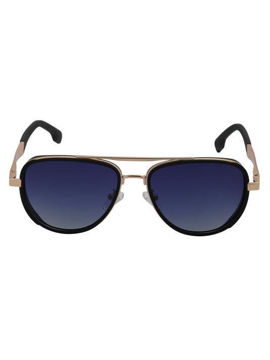 Carlton London Unisex Premium Rose Gold & Black Toned Blue UV with Polarised Lens Aviator Sunglass