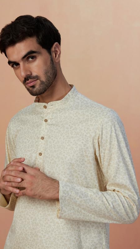 Manyavar Mens Short Kurta Only Cream (XL)