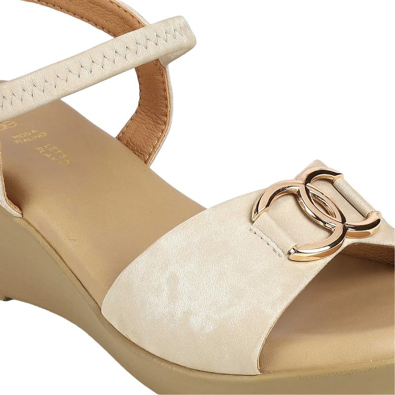 tresmode RERUN Cream Women's Dress Wedge Sandals in Size 3 UK / 36 EU