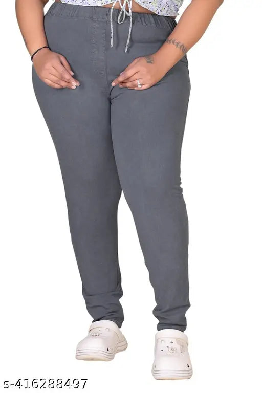 Plus Size Premium Quality Grey color Denim Jeggings.