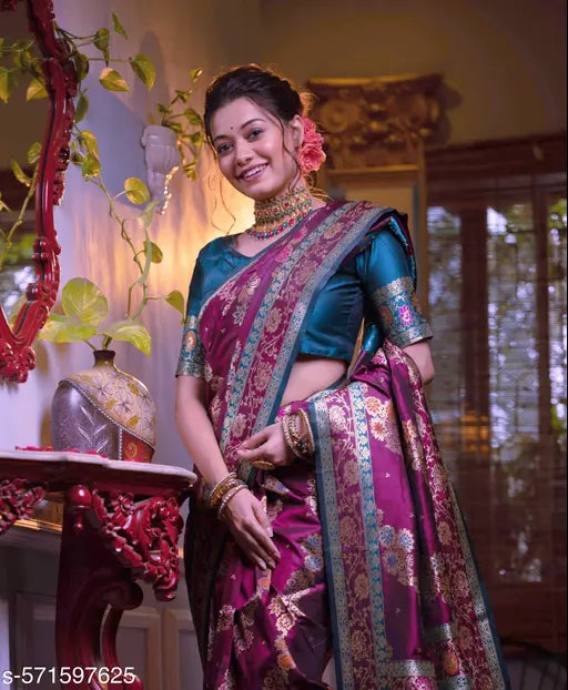 Women's Banarasi Silk Saree With Blouse Piece