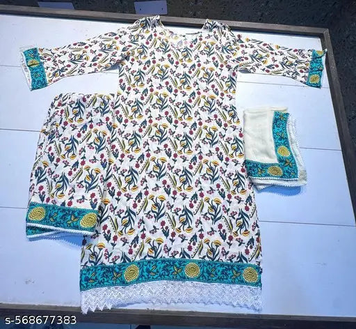 Womens Rayon Printed Short Kurti Sharara with Dupatta Set | Kurta Sets| Kurti Pant Set