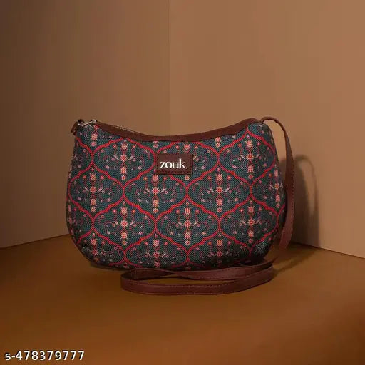 Zouk Sheesh Mahal Jaali Motif Structured Shoulder Bag