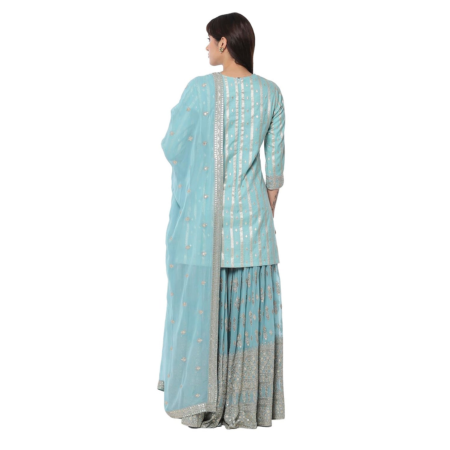 BIBA Women's Polyester Kurta Set (SKDMEWAR10858SS25POWBLU_Powder Blue