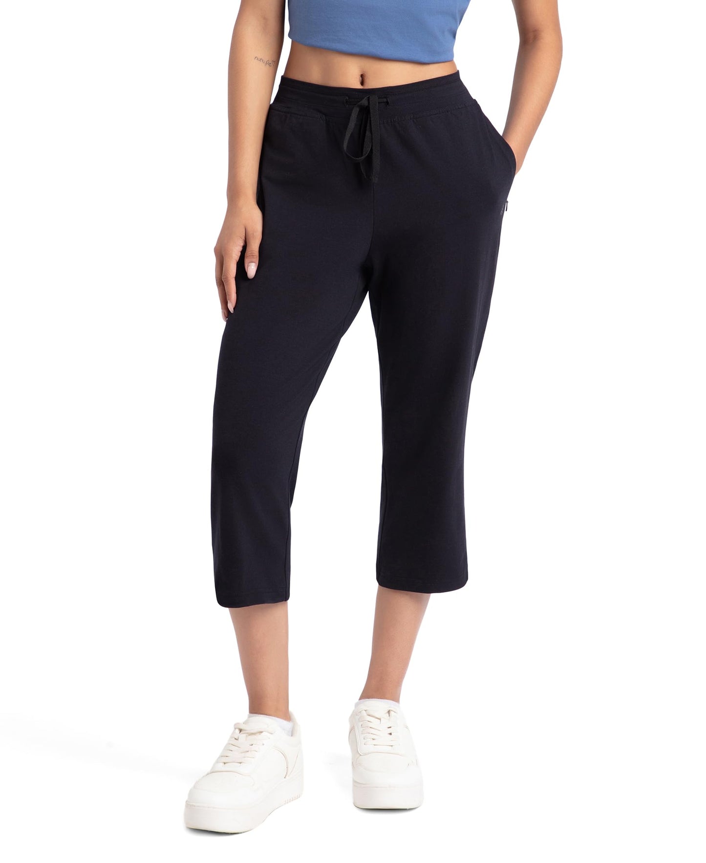 Jockey Women's Slim Fit Cotton Capri Pants (1300-0105-BLACK_XL_Black_XL)