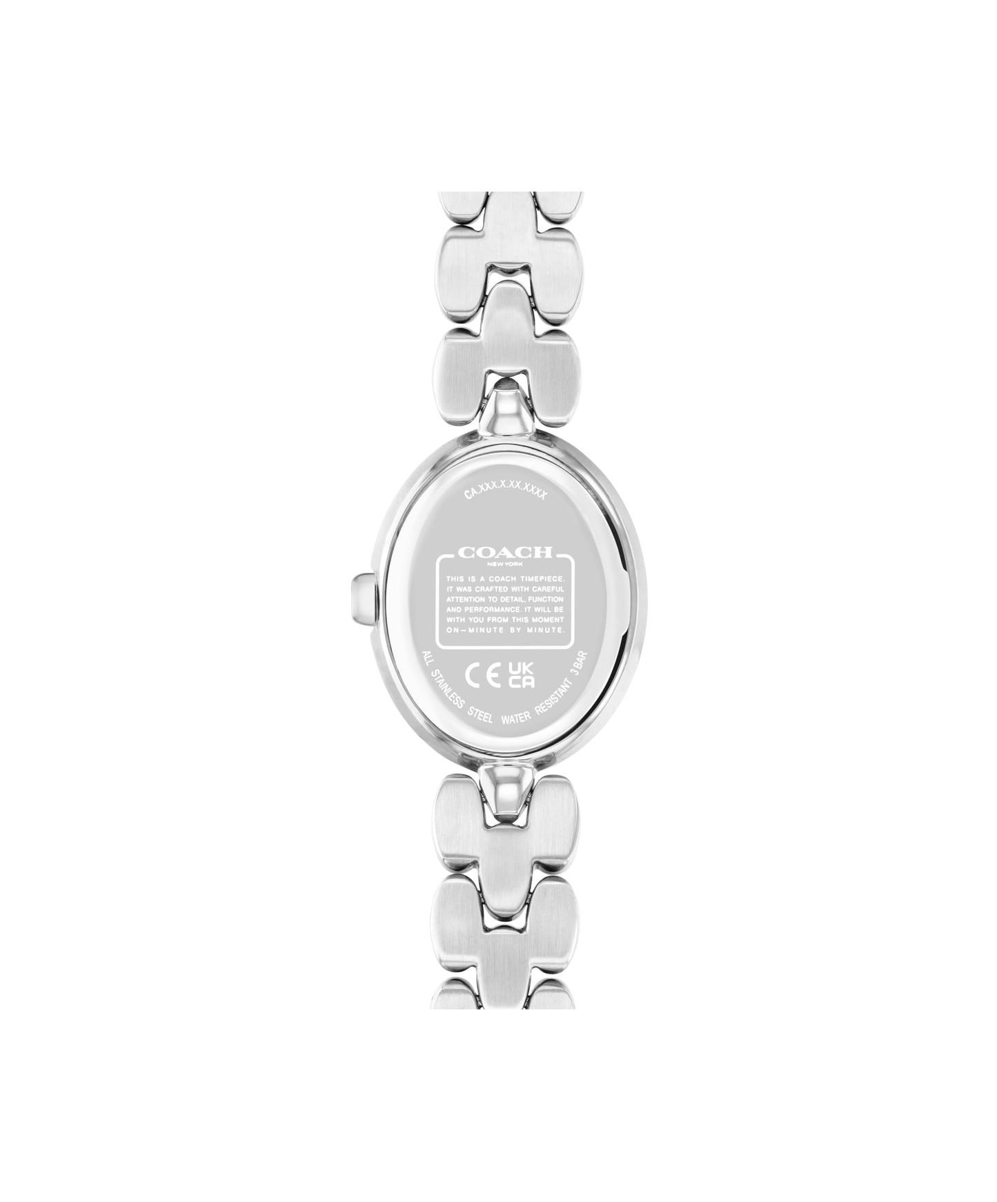 Coach Sammy Qtz Basic Black Oval Dial Women's Watch|Stainless Steel Material|Silver Color Band - 14504420