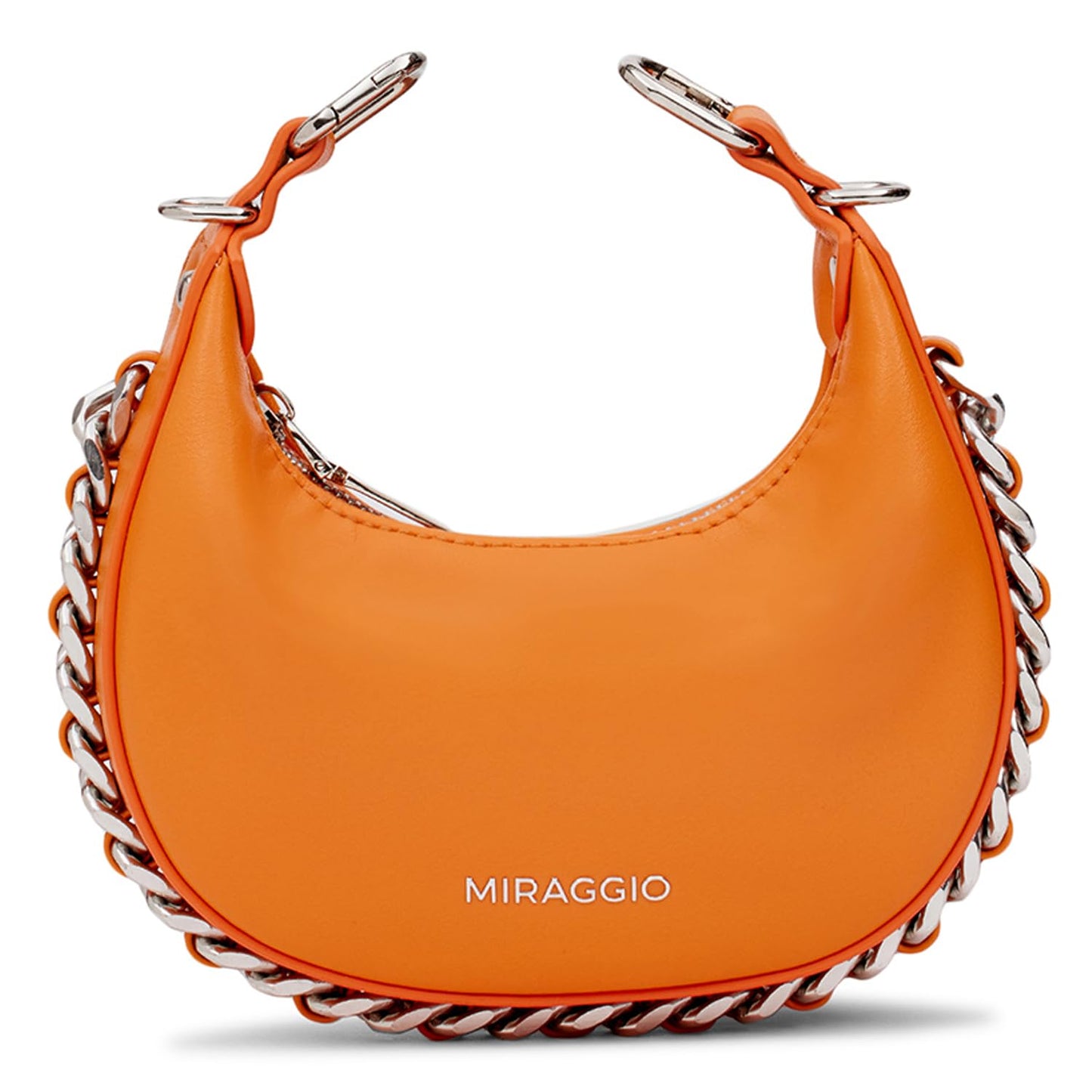 Miraggio Women Eve Mini Bag With Adjustable & Detachable Crossbody Sling Strap | Top Handle Half Moon Bag | Gift, Orange