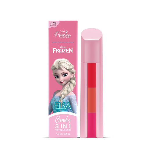 RENEE Disney Frozen Princess By Candy 3-In-1 Tinted Matte Lipstick Elsa For Pre-Teen Girls - 3 Versatile Shades In One Stick With No Parabens - Dermatologically Tested, Peta Certified 4.5G