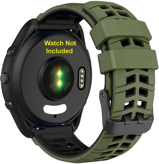 Zitel® Band Compatible with Garmin Forerunner 265, 255, 255 Music, Vivoactive 4 45mm, Venu 245 mm, Venu 3 45mm - 22mm Wide Quick Release Watch Band (Army Greem&Black)
