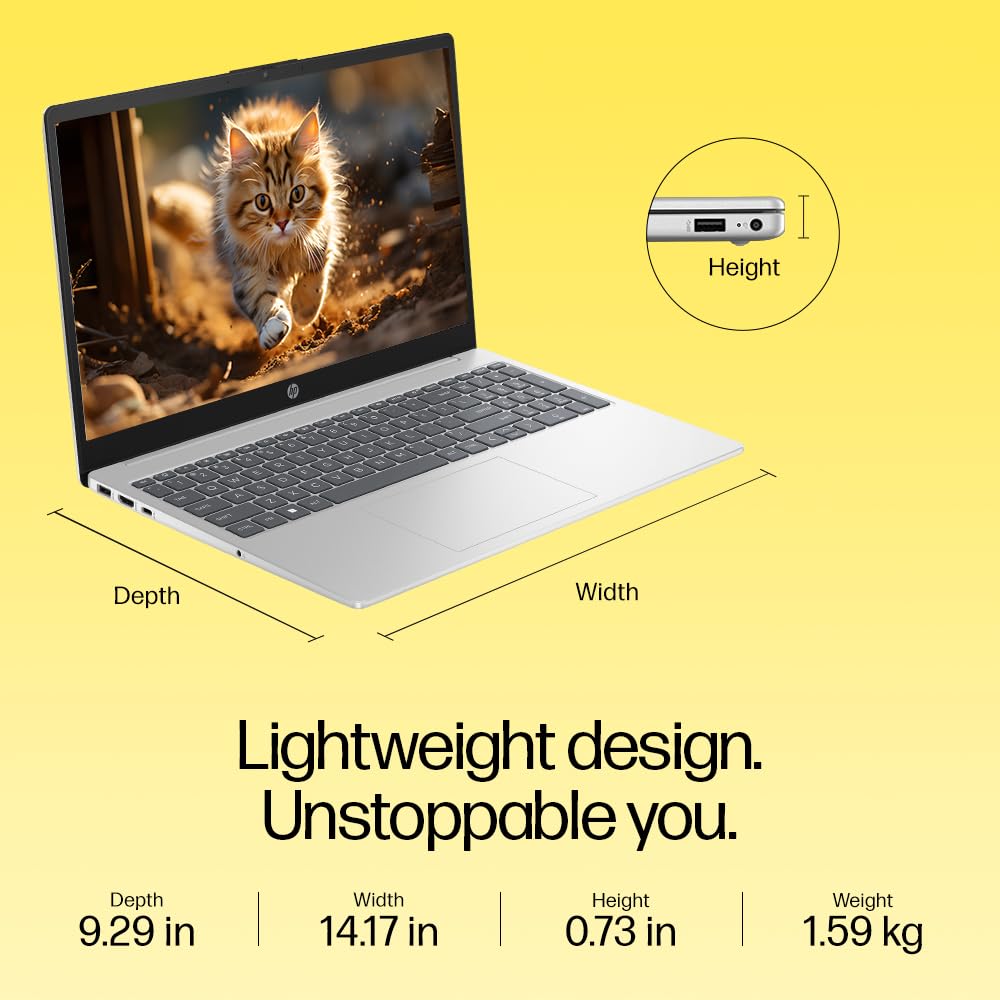 HP 15, AMD Ryzen 3 7320U Laptop (8GB LPDDR5, 512GB SSD) Anti-Glare, Micro-Edge, 15.6"/39.6cm,FHD, Win 11, Silver, 1.59kg, AMD Radeon Graphics, 1080p HD Camera, fc0154AU