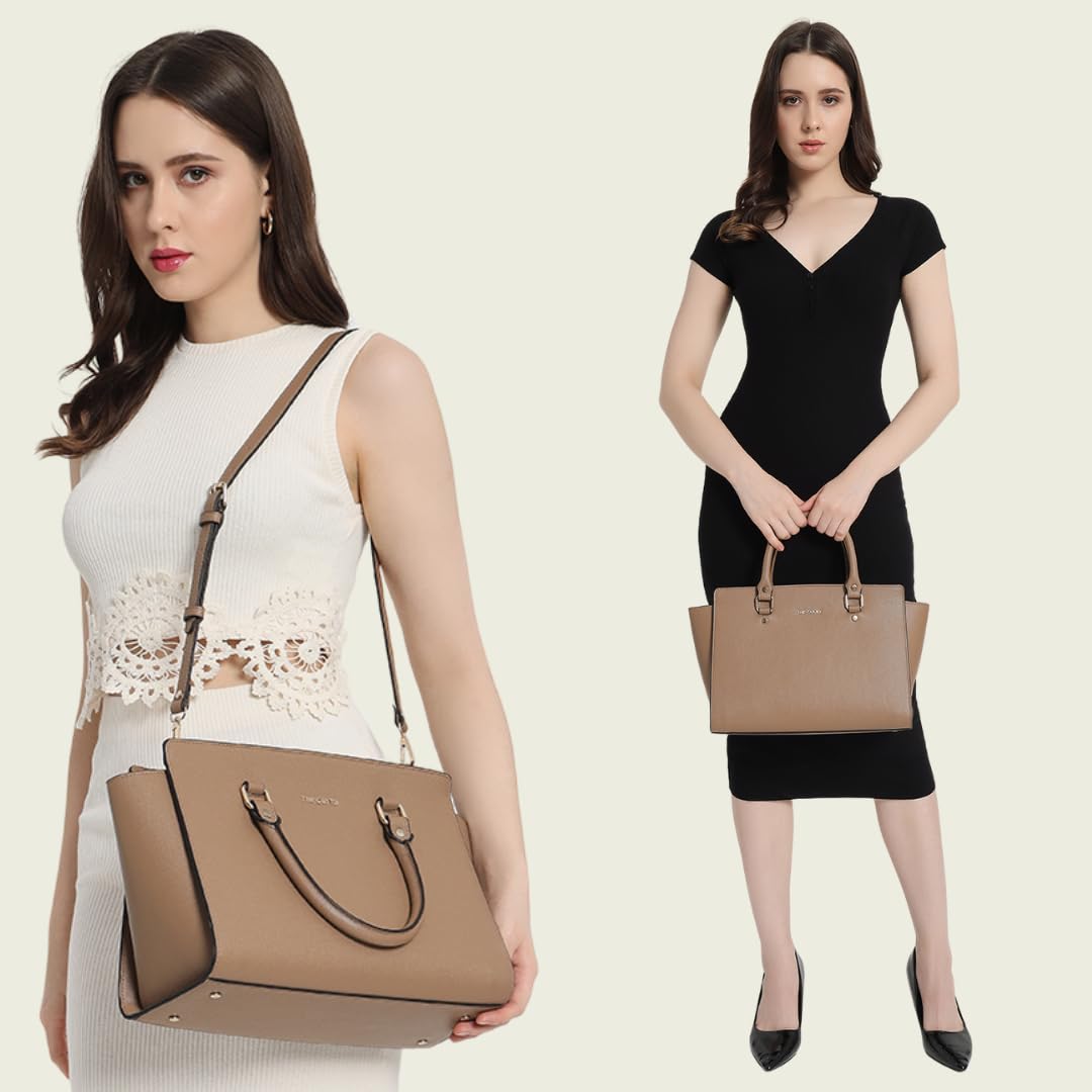 The Gusto Womens Elora - Premium Satchel Hand Bag | Cross-Body Sling Bag With Detachable & Adjustable Sling Strap, Brown