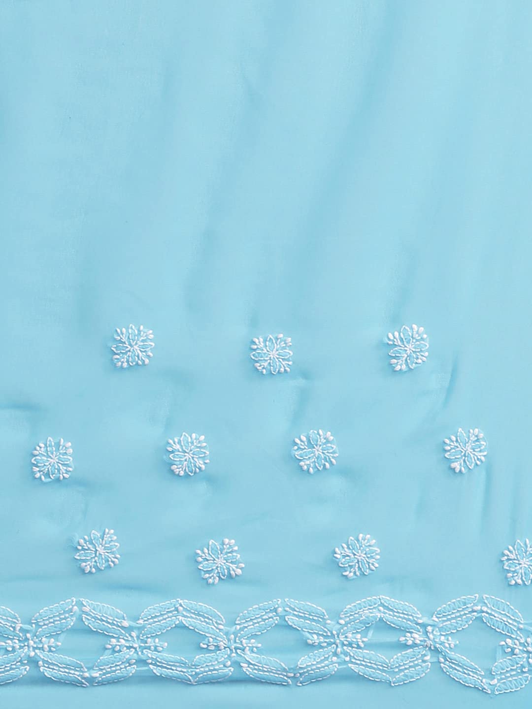 Ada Women Hand Embroidered Lucknowi Chikankari Georgette Saree With Unstitched Blouse Piece A129562, Blue