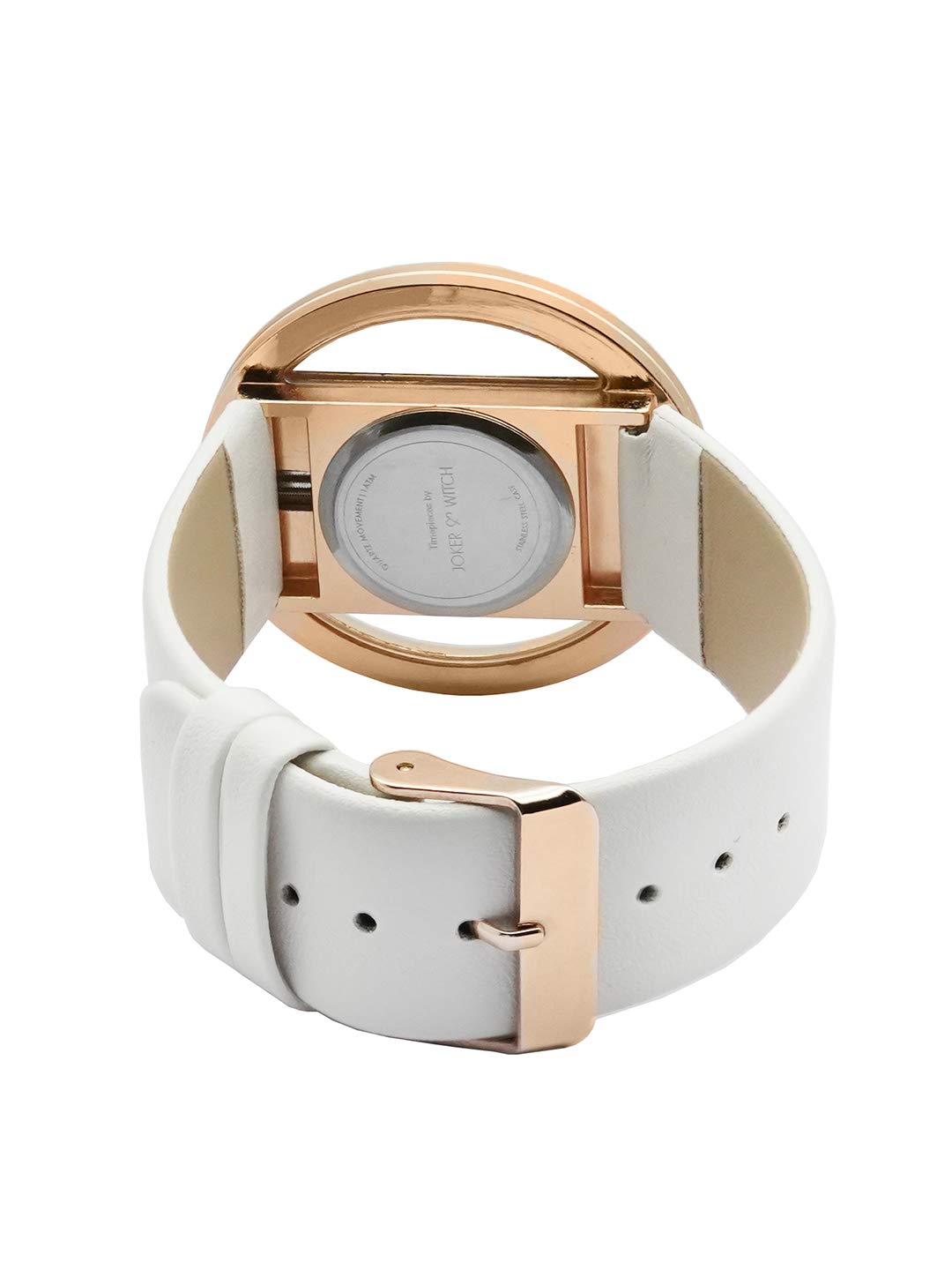 Joker & Witch Leather Vanilla Glitz White Dial Analogue Watch Bracelet Stack For Women, White Band