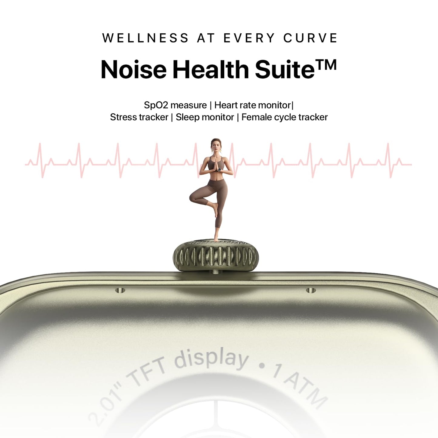 Noise Icon Arc 2.01" Immersive Curved Display Smartwatch, 10-Day Battery, 1ATM Water Resistant, Functional Crown, 100+ Sports Modes, Health Suite™, Voice Assistant, Built-in Games (Space Blue)