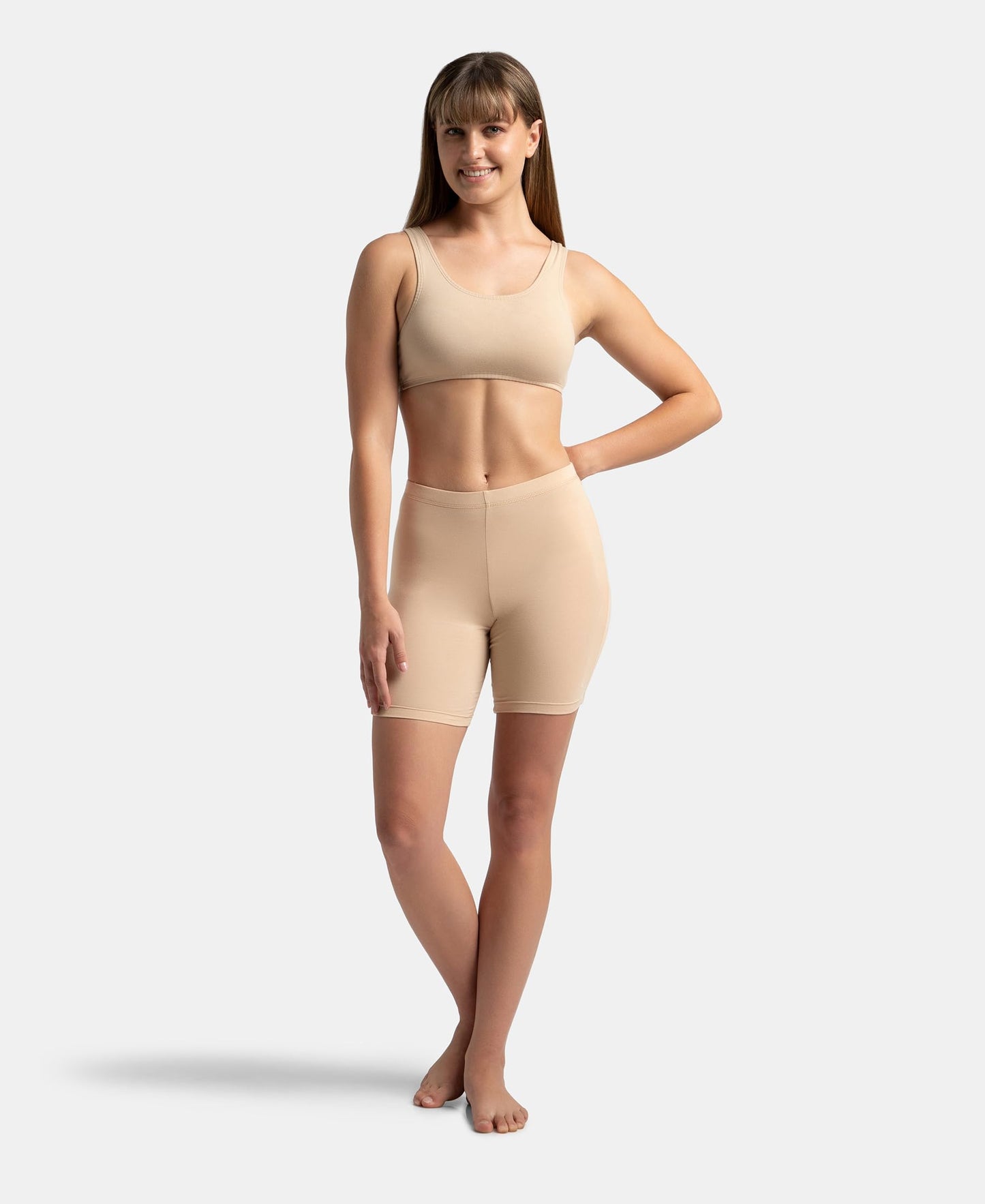 Jockey Women's Cotton Shorts (Pack of 1) (1529_Skin_L_Skin_L)
