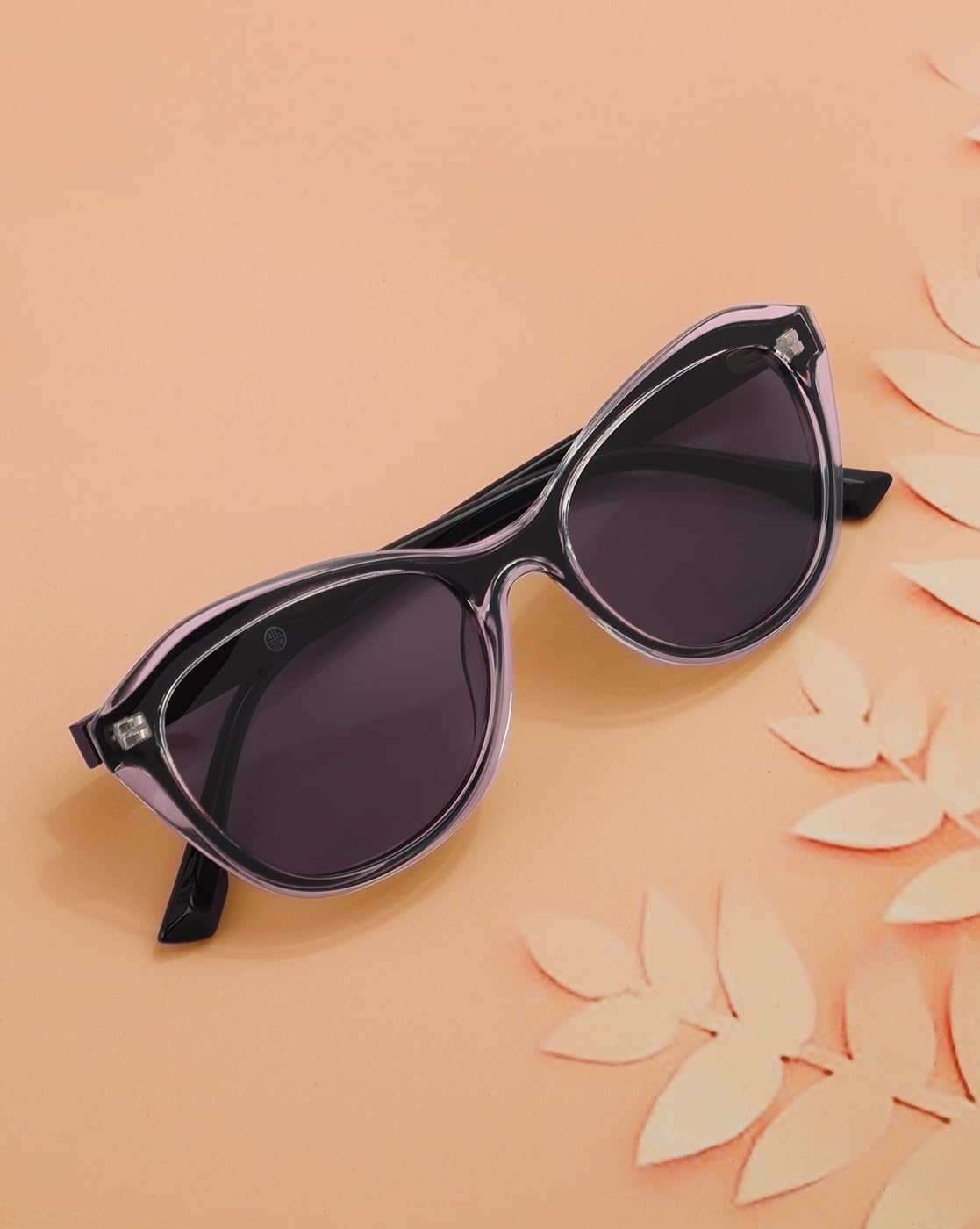 Transparent with Black Toned Blue Polarised Lens Cat Eye Sunglass for women