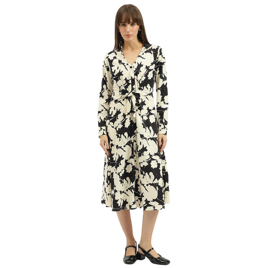 United Colors of Benetton Spread Collar Printed Dress