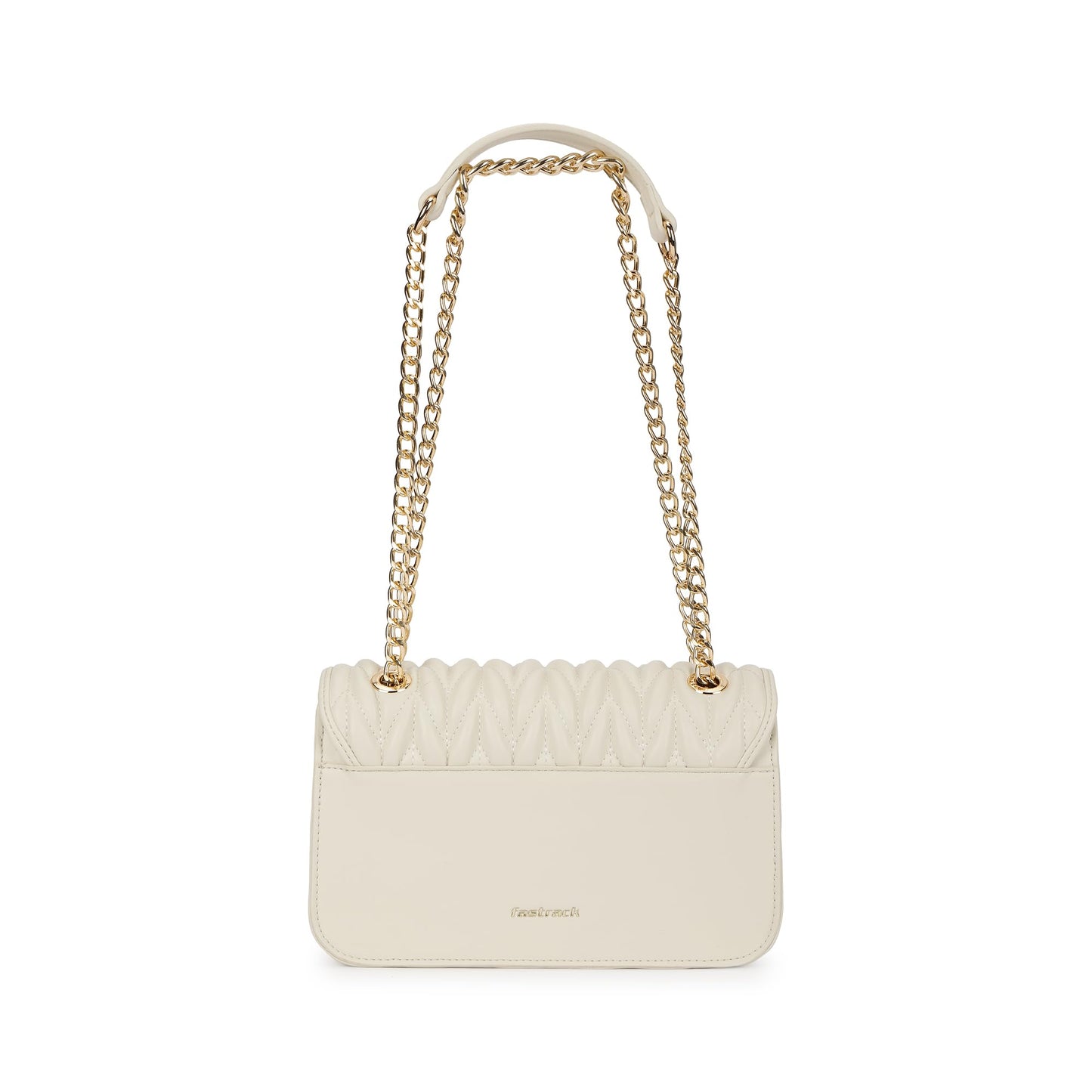 Fastrack QuiltGrid Shoulder Bag | Faux-Leather Women’s Handbag | Diamond Quilted Design | Adjustable Chain Strap | Zipper & Magnetic Closure | Gold-Finish Hardware