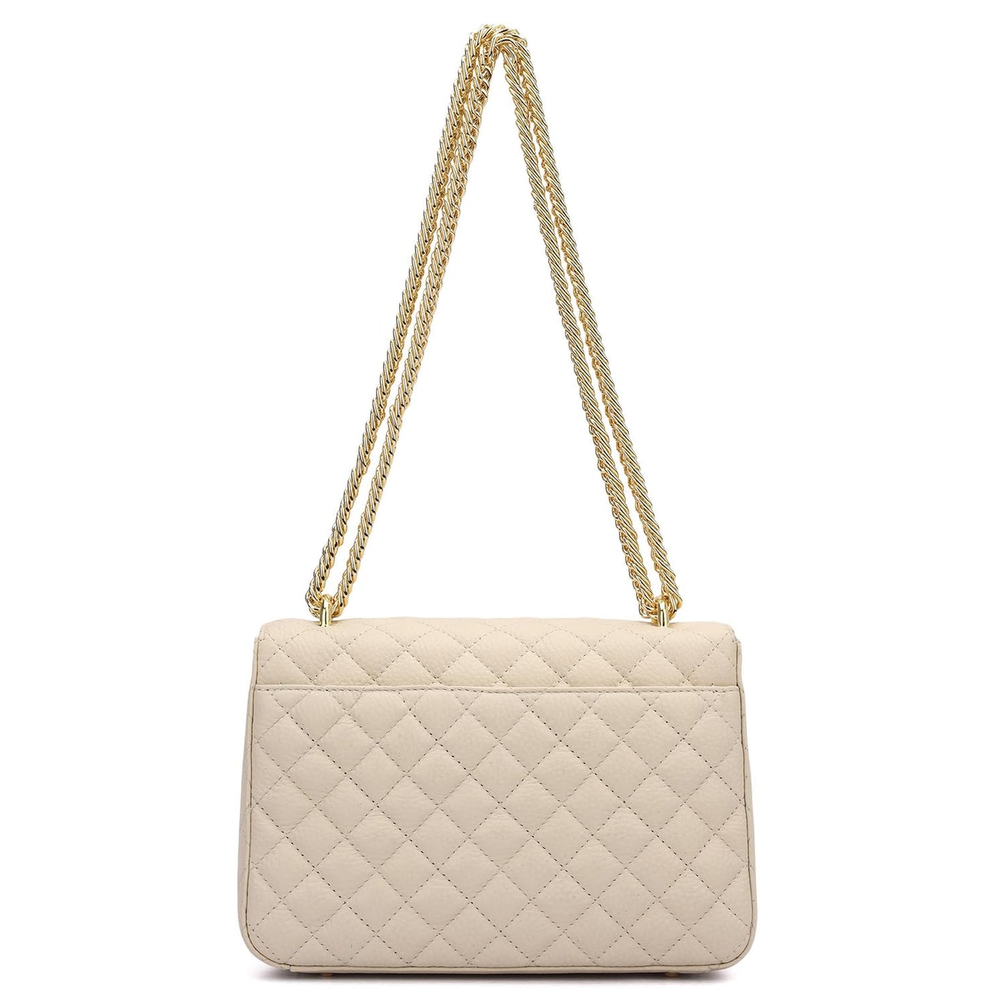 Da Milano Leather Shoulder Bag for Women - White (Small)