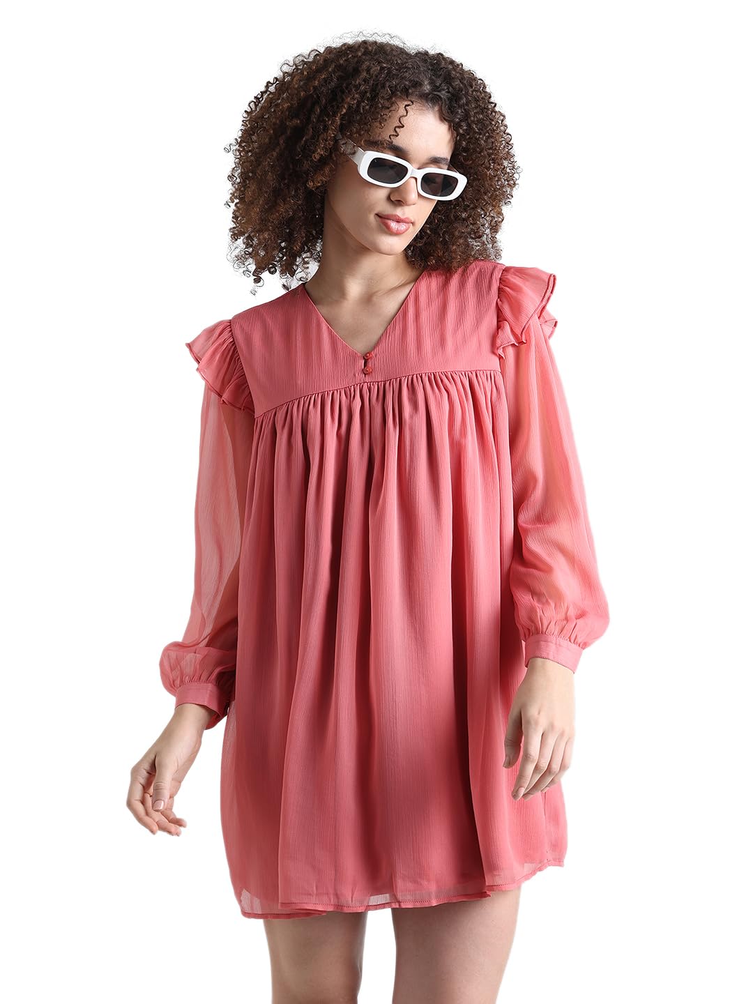 ONLY Women Solid Polyester Above Knee Red Dress