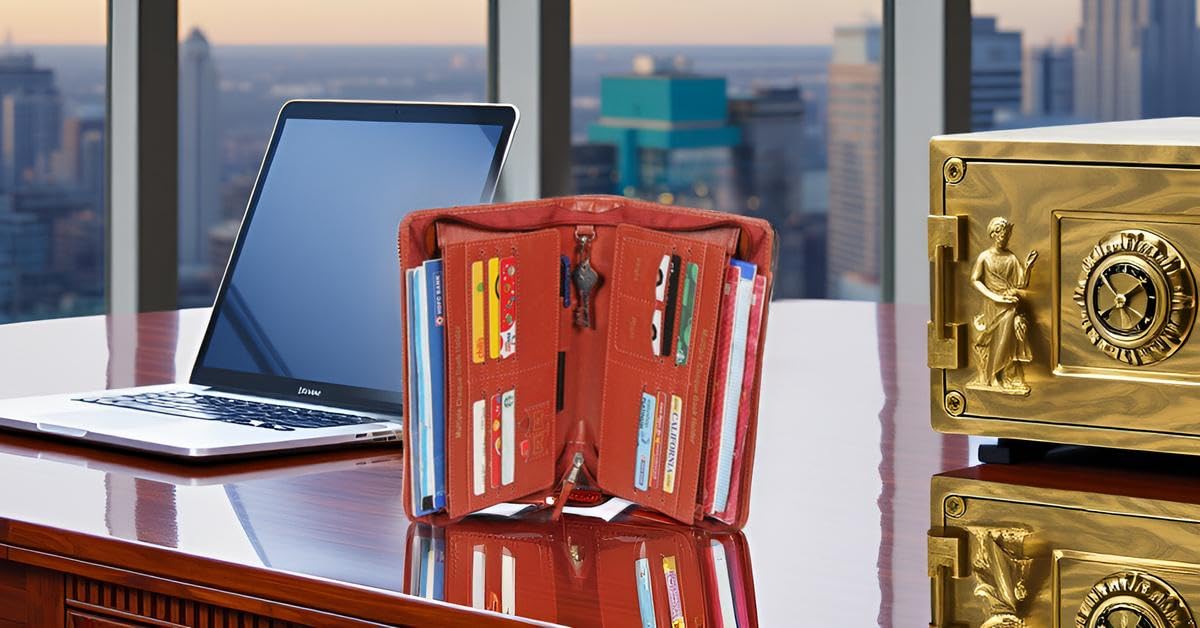 Sukeshcraft Multi Cheque Book Holder – Holds 8 Cheque Books, 13 Cards, Locker Key, Pen & Zipper Pocket (Rexin, Grian-Tan)