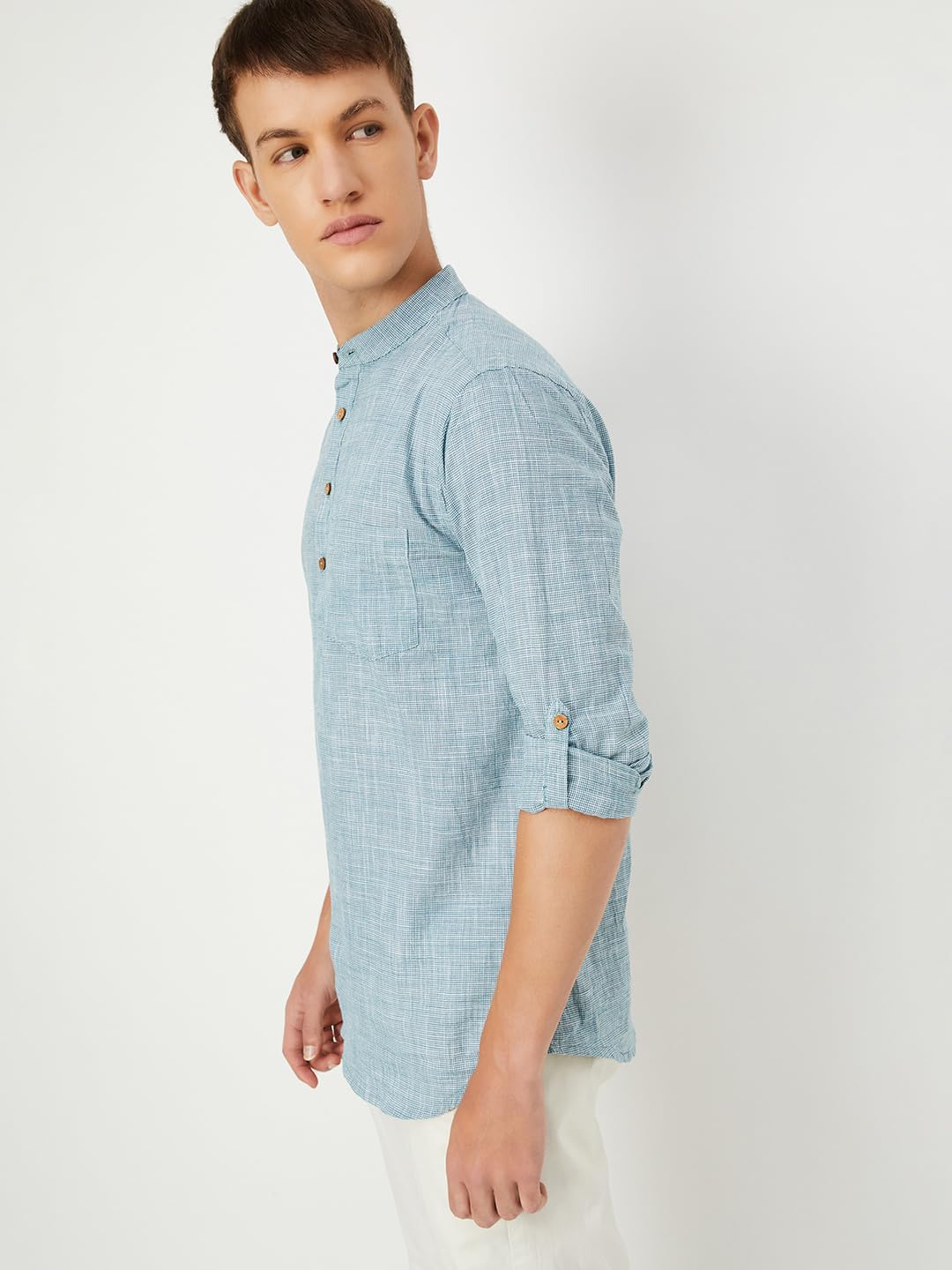 Max Men's Cotton Regular Kurta (FUBSTPA2403SDGREEN_Green