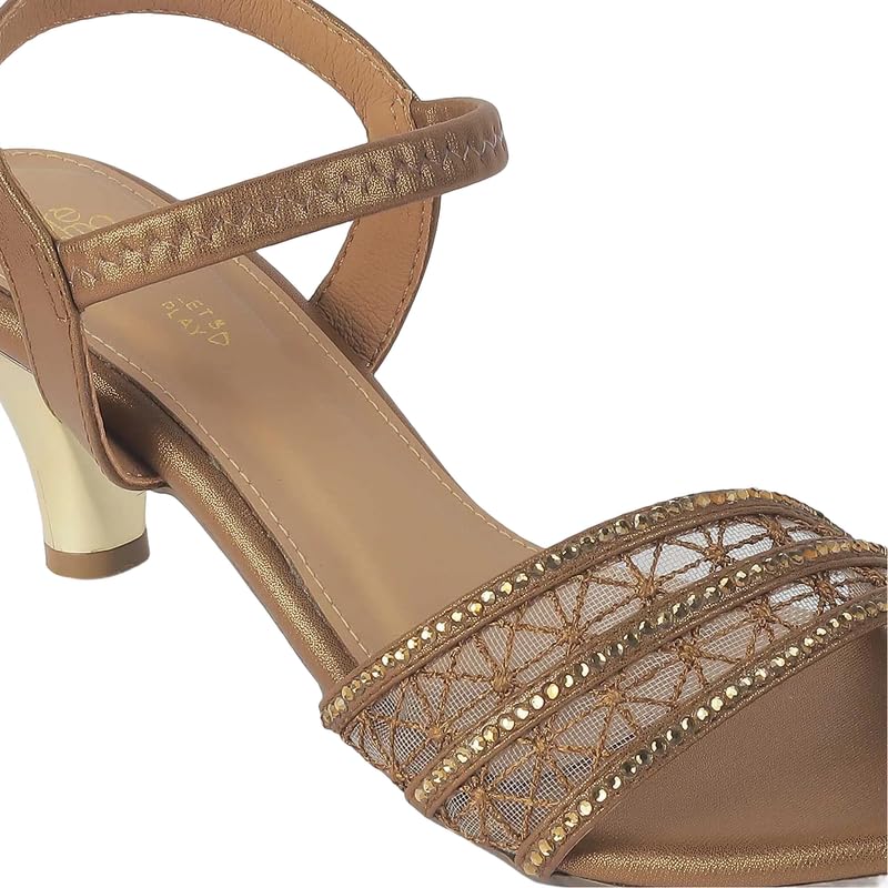 tresmode Glitz Women's Bronze Dress Heel Sandals in Size 4 UK / 37 EU