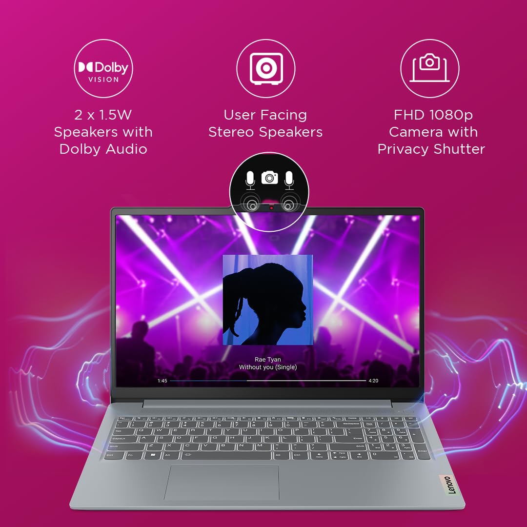 Lenovo IdeaPad Slim 3 13th Gen Intel Core i3-1315U 15.6 inch (39.6cm) FHD Laptop (8GB RAM/512GB SSD/Windows 11/Office 2024/Backlit Keyboard/1Yr ADP Free/3 Month Game Pass/Grey/1.6Kg), 82X700FXIN