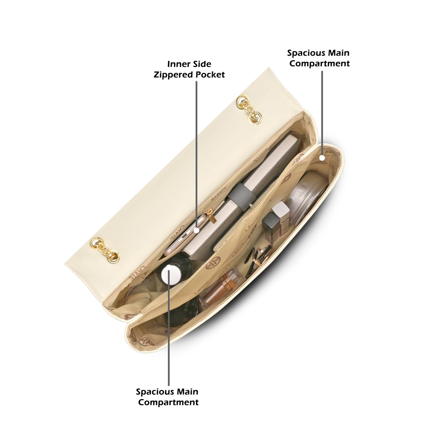 Lavie Luxe Women's Eden25 Large Solid Flap Satchel Handbag for Women | Satchel Bag for Work | Ladies purse | Stylish Shoulder Bag | Ladies Gift