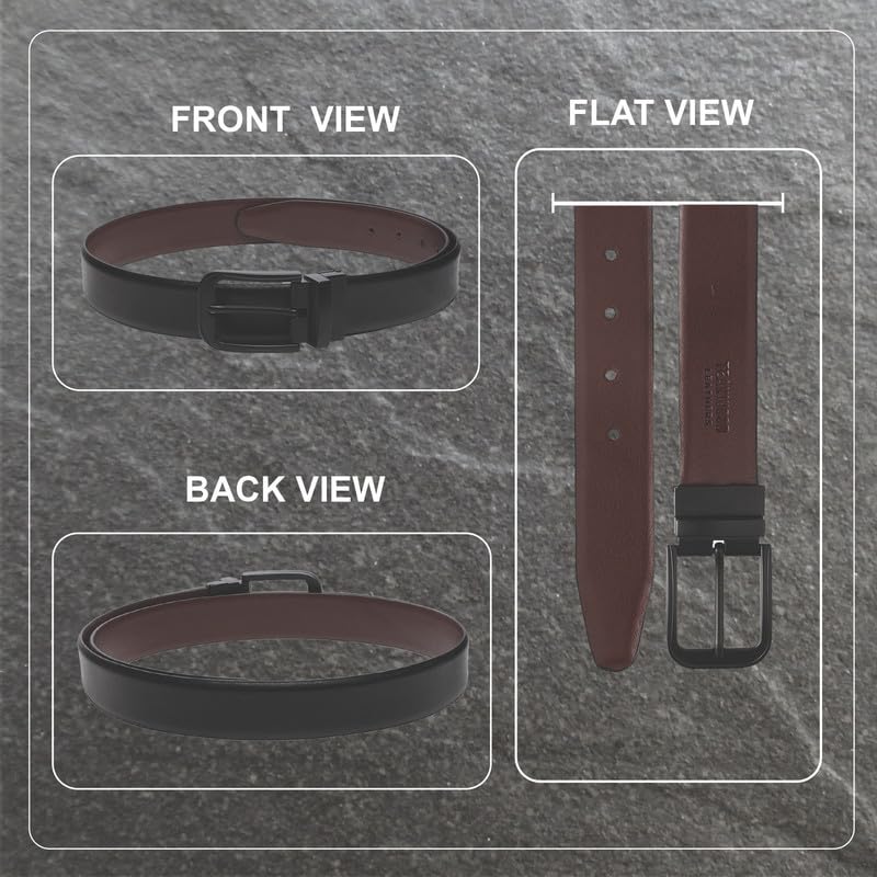 TEAKWOOD LEATHERS Leather Men Reversible Adjutable, Regular Fit for Jeans Office, Outdoor All Occasion Men’s Leather Belt | T_BT_555_DM_BlBr42