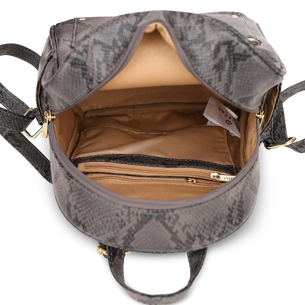 Caprese Canes Fashion Backpack for Women (Small, Grey)
