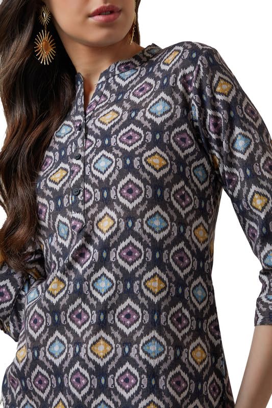 Soch Womens Charcoal Spandex Abstract Print Tunic