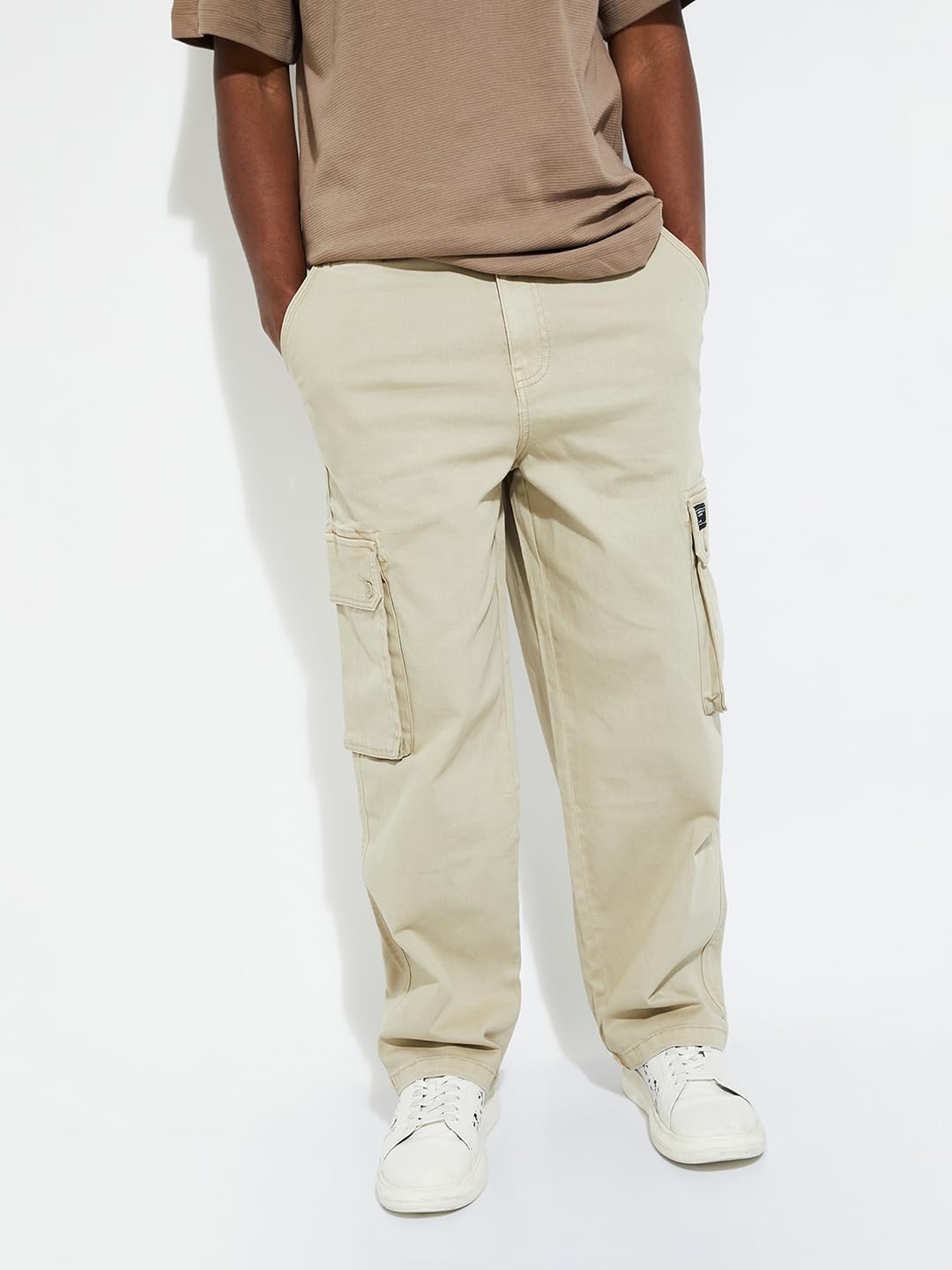 Max URB_N Men Relaxed Fit Cargo Trousers (Khaki_30)