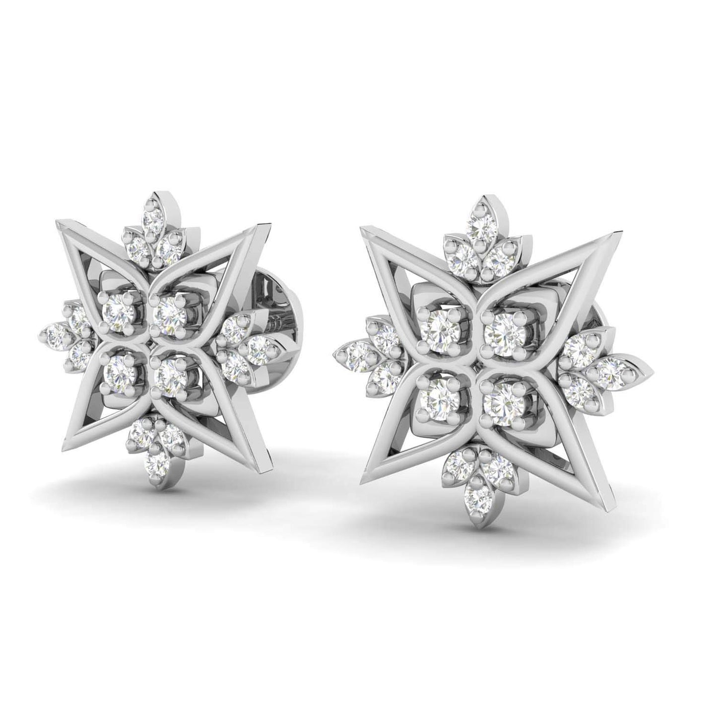 Avsar 18k (750) White Gold and Diamond Stud Earrings for Women