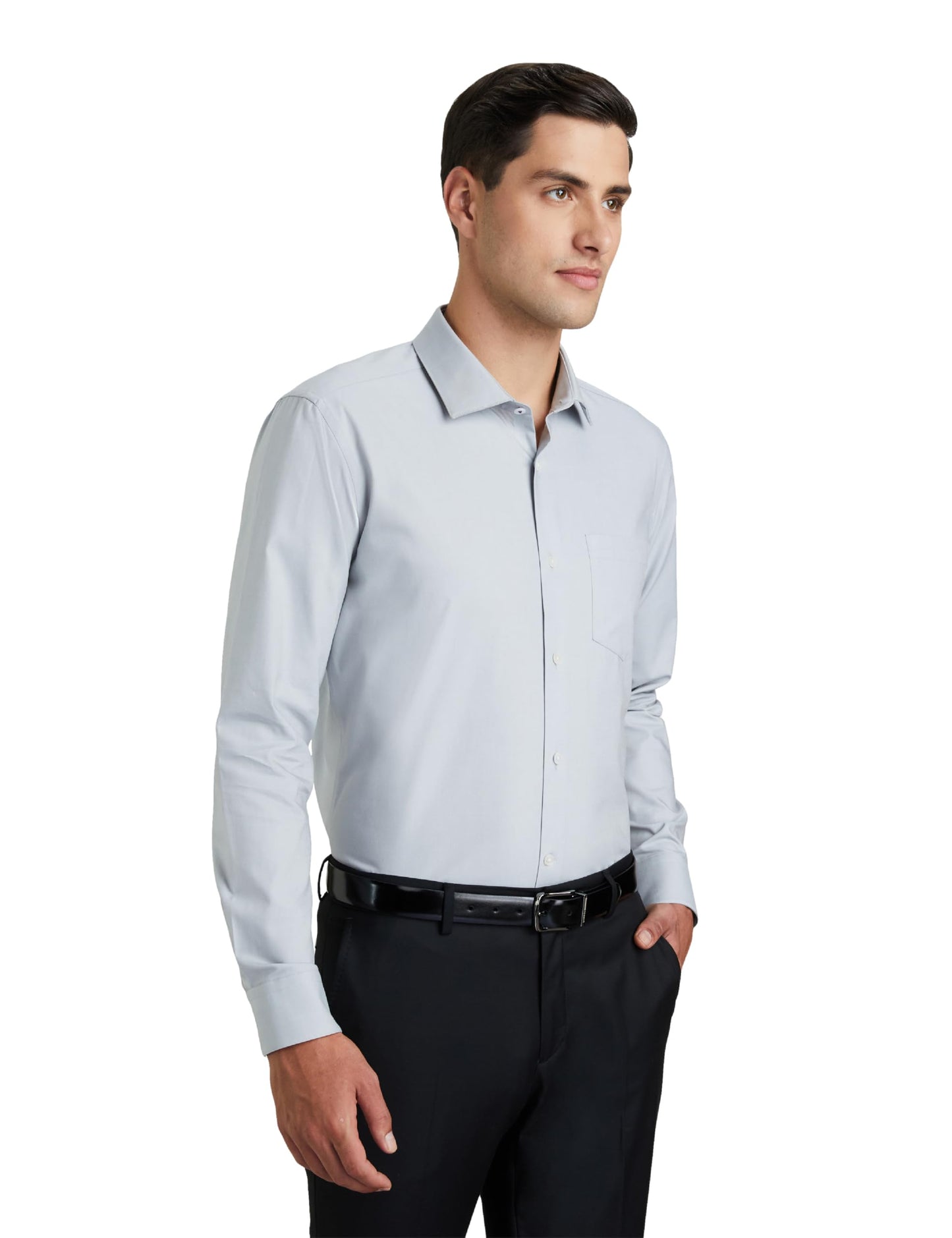 Symbol Premium Men's Cotton Non-Iron Formal Shirt (Regular Fit | Solid) (SP-M-S24-FS-02_Light Grey_40)