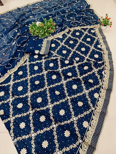 SHYAMLATA Rajasthani Ethnic Bridal Lehenga Choli Set – Traditional Handcrafted Poshak for Women – Stones with Silver Zari Work (Light Blue)