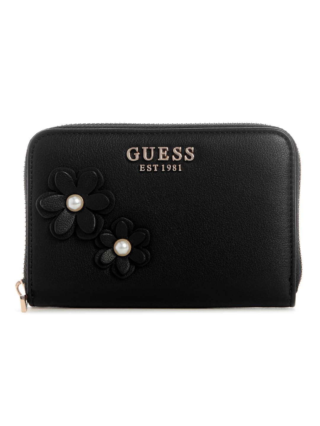 GUESS Black Solid Zaria Medium Zip Around Wallet