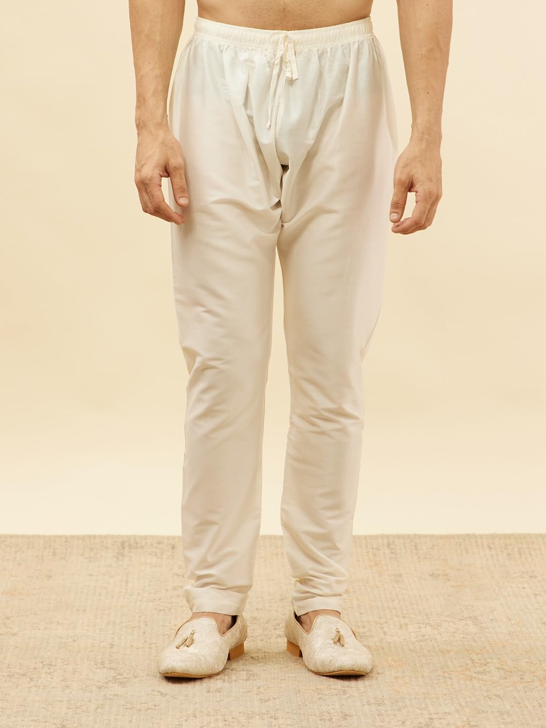 Manyavar Men's Pink Blended Cotton Printed Kurta Pyjama Set (XL)