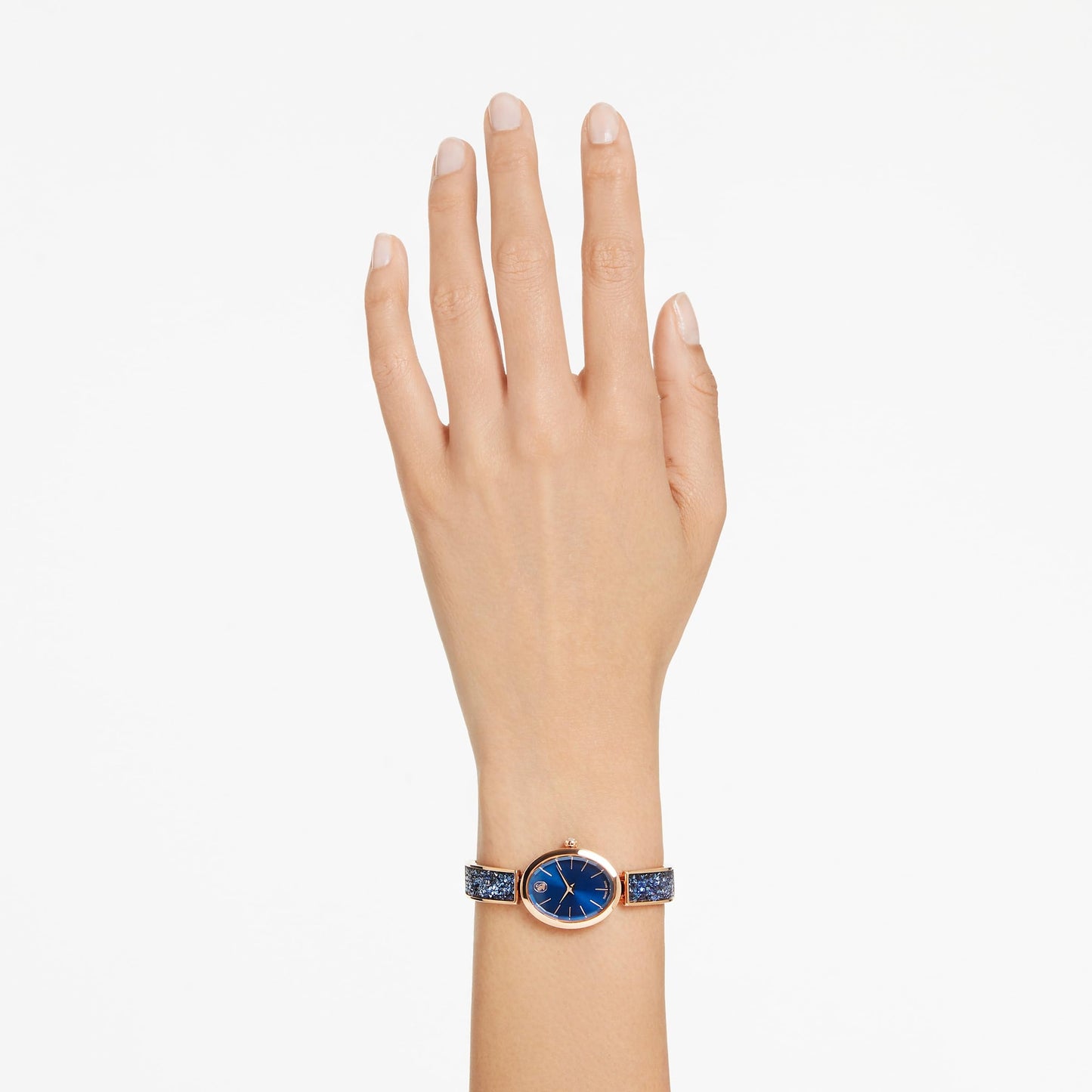 Swarovski Crystal Rock Oval Watch, Swiss Made, Crystal Bracelet, Blue, Rose Gold-Tone Finish