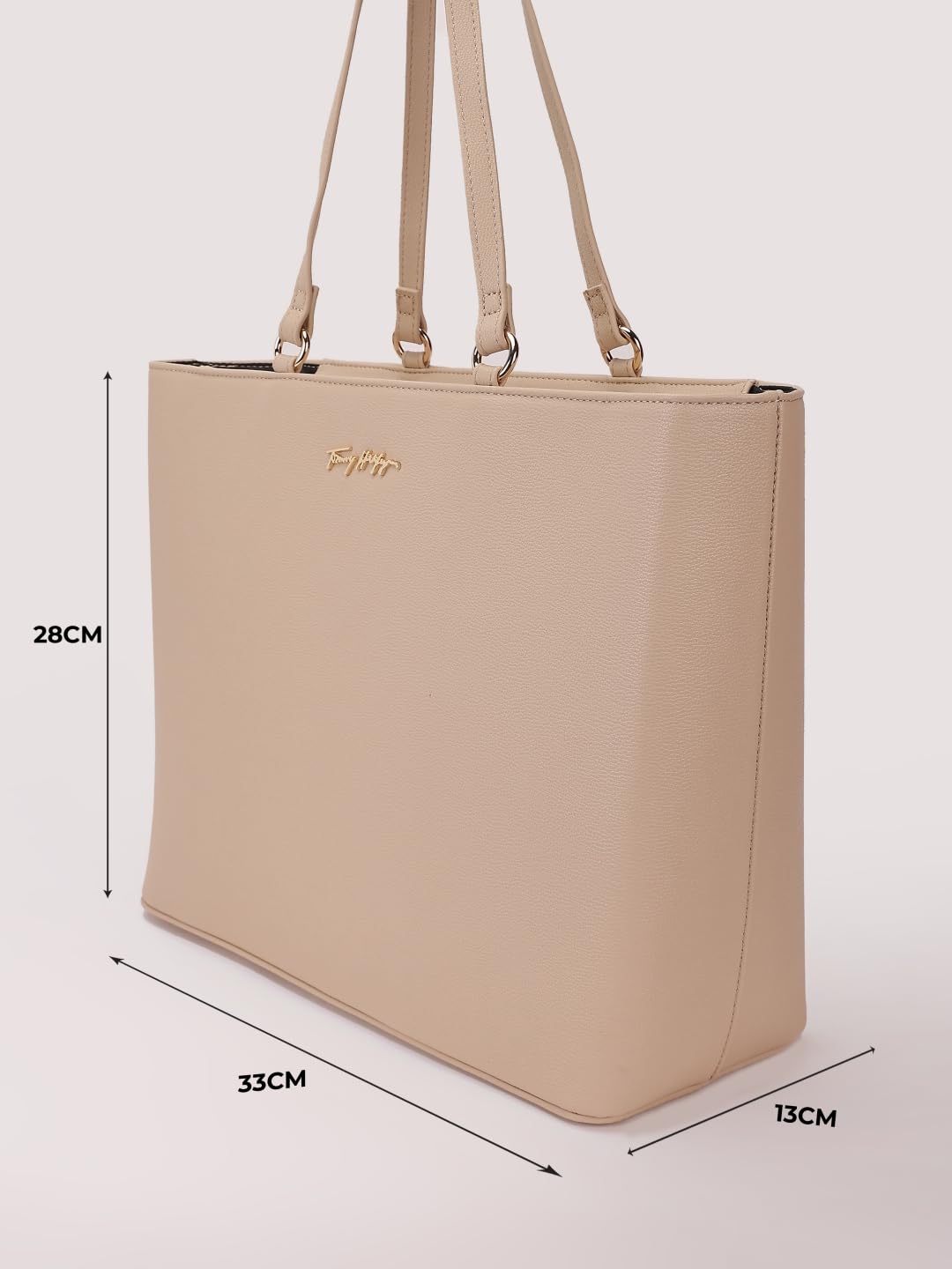 Tommy Hilfiger Solid Beige Pu Tote Bag