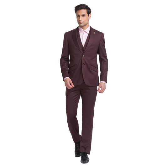 Raymond Men Contemporary Fit Solid Pattern Poly Wool Blend Peak Lapel Flat Front Formal Suit (Size: 104)-RIDH00662-O7 Dark Brown