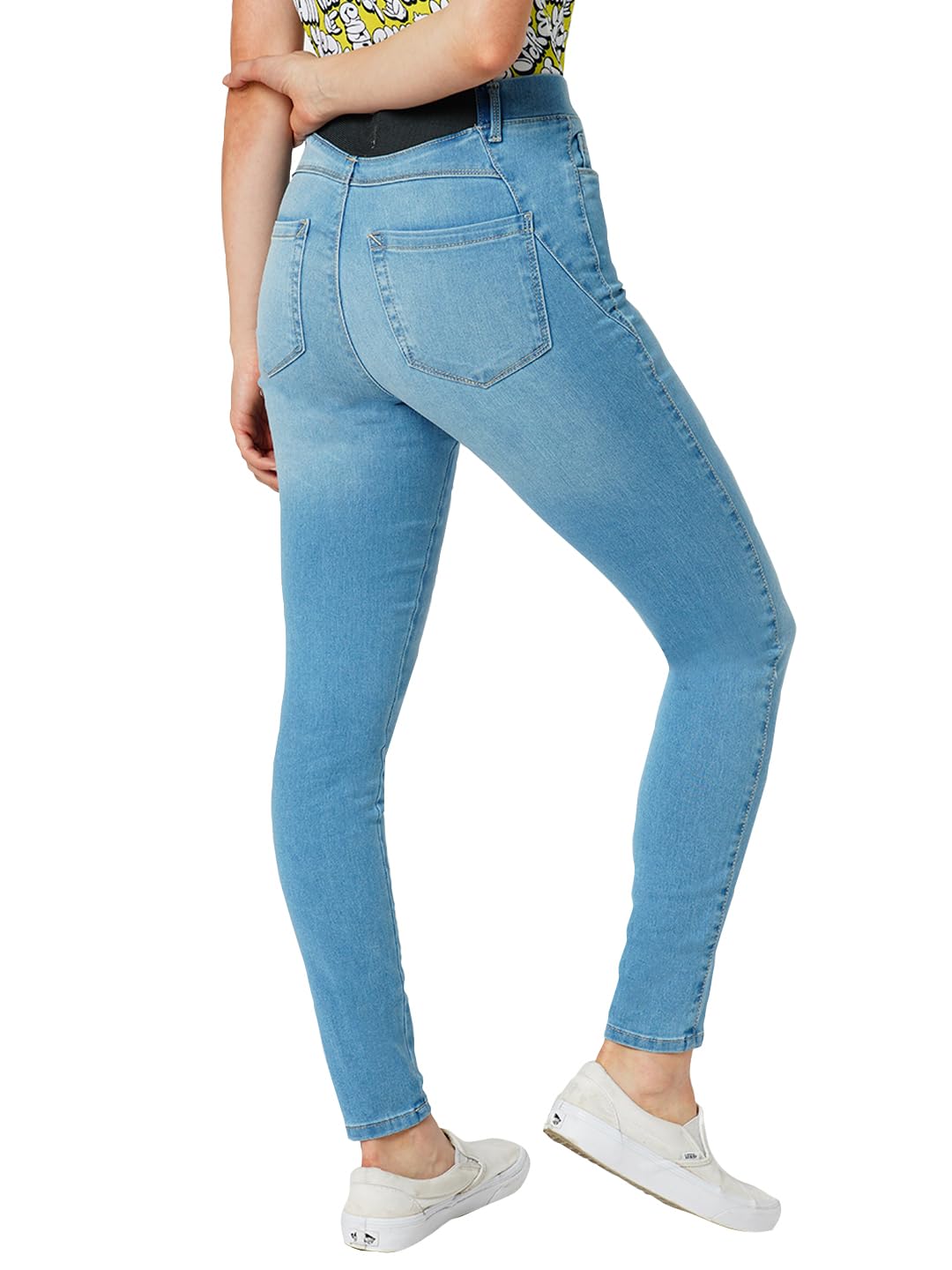 ONLY Women Solid Cotton Blend Super Skinny Fit High Rise Stretchable Blue Jeggings