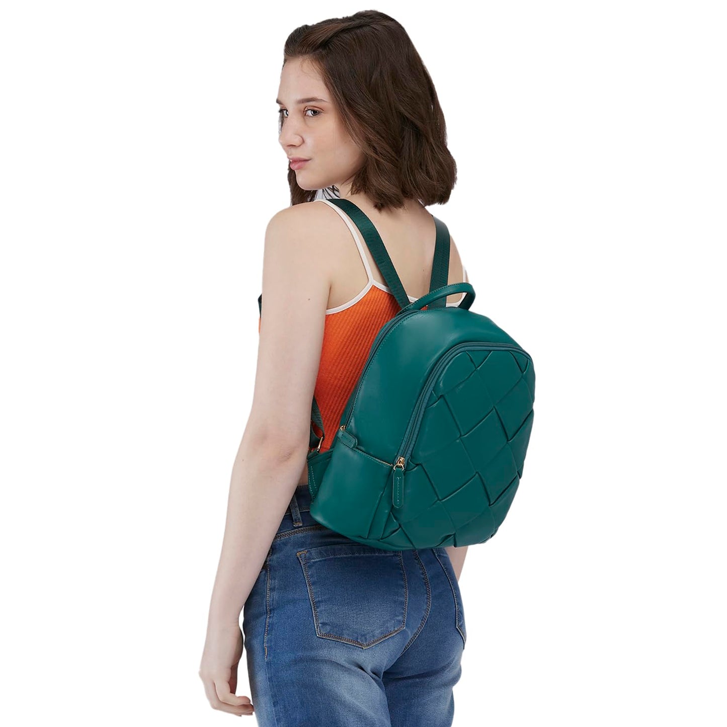 Caprese Merlin Casual Backpack, Medium | Fashion Backpack for Women with Adjustable Shoulder Strap & Secure Zip Closure | Spacious, Versatile for Everyday Outings and Travel (Green)