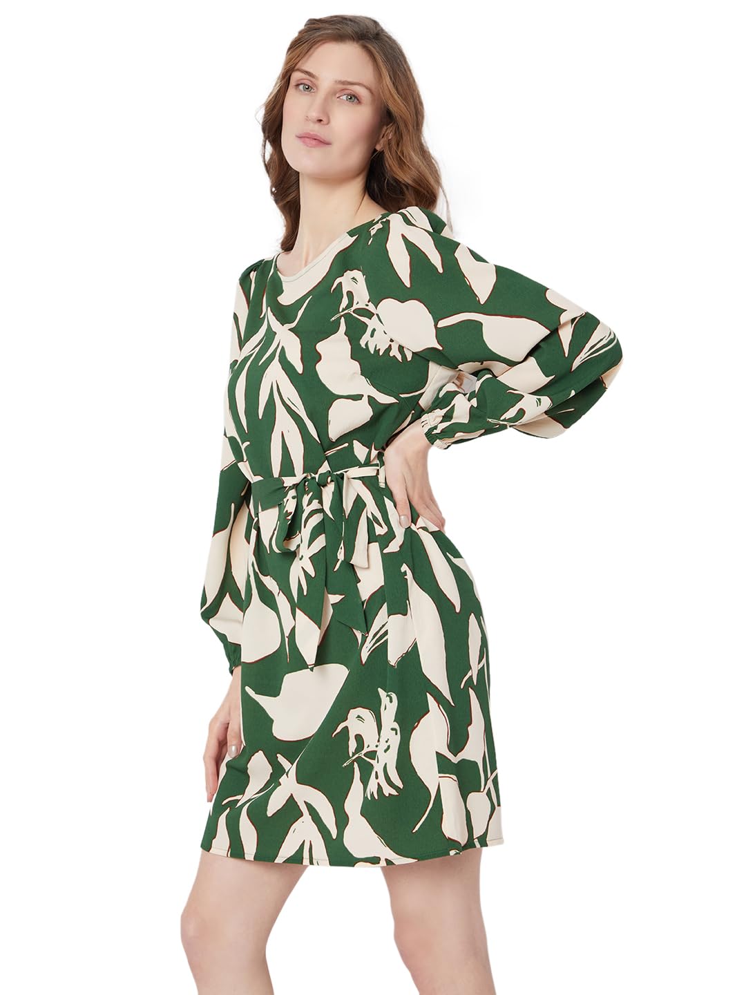 VERO MODA Women's Polyester Shift Mini Dress (10309368- Rosin,Green