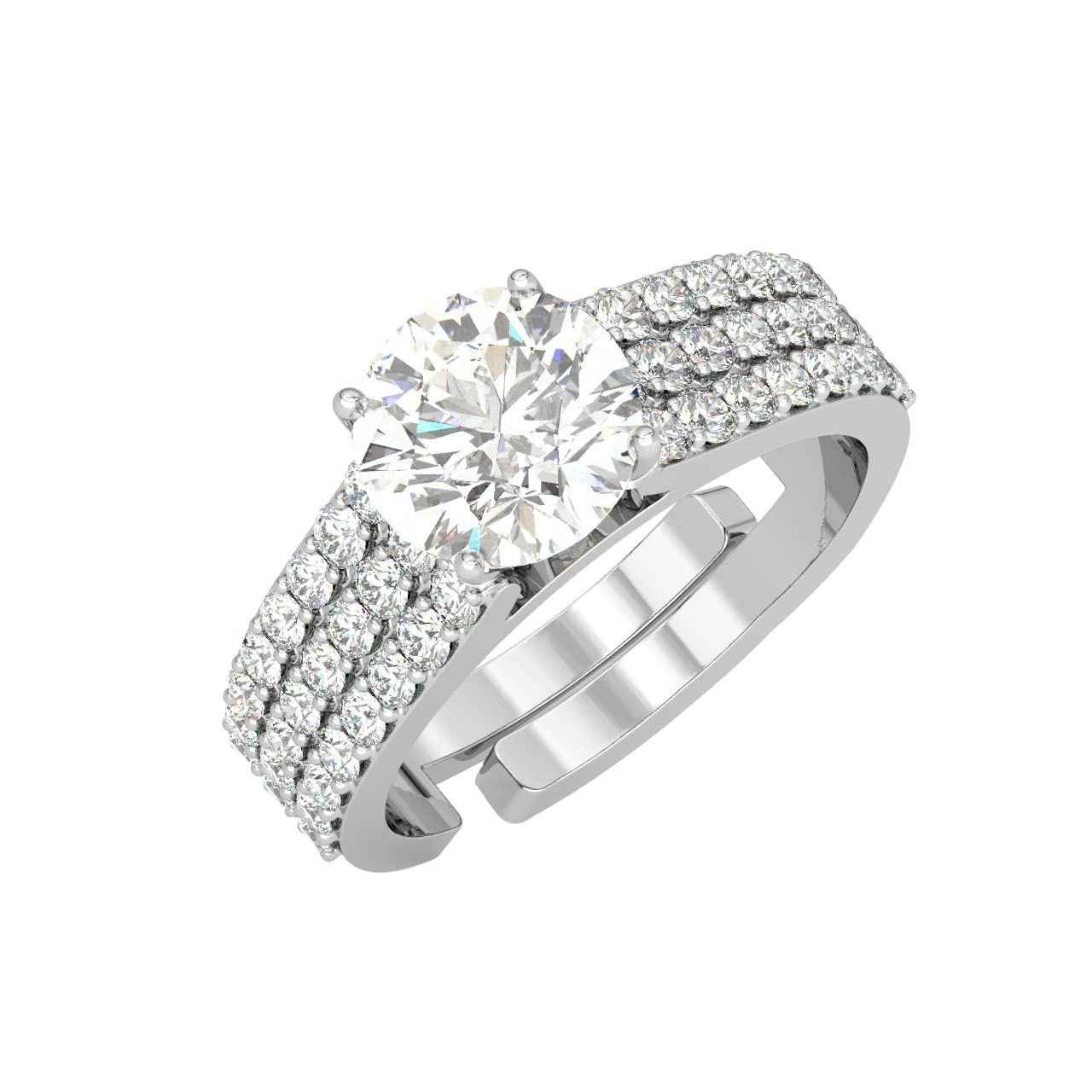 CLARA Pure 925 Sterling Silver Statement Solitaire Finger Ring with Adjustable Band | Gift for Women Girls Wife Girlfriend | Swiss Zircon Rhodium Plated