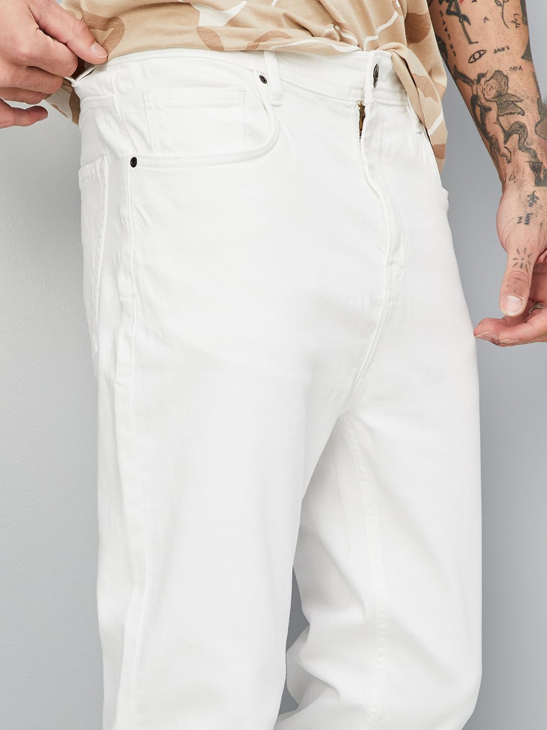 Max Men's Mid Rise Slim Jeans (DMBCAFES2302GVWHITE, 32